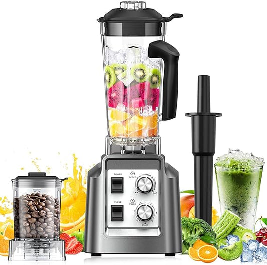 Blender for Smoothies, 2-in-1 Blender & Grinder Combo, Smoothie Maker, 1800 Peak Watts, 68 Oz Large Capacity, BPA-Free Countertop Blender for Ice Crushing, Frozen Drinks, Silver